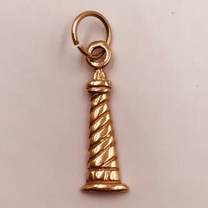 14k Solid Gold Lighthouse Charm - image 1